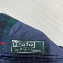 POLO RALPH LAUREN ポロラルフローレン フォーマルジャケット キッズ ジュニア グリーン/ネイビー チェック柄 ウール毛100％サイズ140 美品_画像5