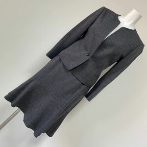 ニジュウサンク 23区 スカートスーツ ウール混 フォーマル リクルート グレー 日本製 サイズ38 美品