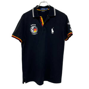 Polo Ralph Lauren ポロ ラルフローレン ドイツ サッカー ポロシャツ M 黒 メンズ 鹿の子 カスタムスリムフィット 送料185円 23-1212