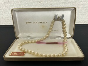 MAJORICA　マジョリカ　パール　ネックレス　真珠　SILVER　シルバー刻印　8㎜　38㎝　約36.2g　ケース付　ブランドアクセサリー　現状品