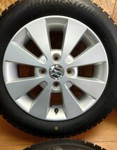 山あり スズキ純正アルミホイール ブリヂストンブリザック VRX2 155/65R14 中古4本SET　ワゴンR スペーシア パレット MR エブリィー_画像2