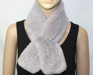 DP12[ Rex fur knitting muffler ] party dress up woman lady's fur compilation included stole snood grey 