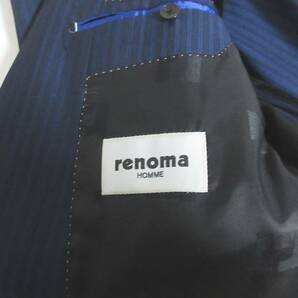 renoma HOMME レノマ シングル スーツ セットアップ ストライプ 背抜き センターベント メンズ 108-105-170 紺  irmri kn1603の画像10