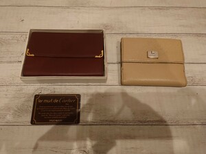 sr1234 247 財布 2つセット Cartier Ferragamo 折りたたみ財布 ホワイト ブラウン カルティエ フェラガモ ウォレット 現状品 中古