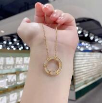 フープネックレス フルダイヤモンドcz ハイエンドモデル gold necklace 18KGP 鍍金 89_画像2