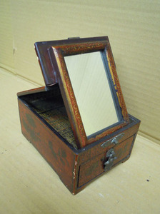 1L003●古い 鏡付き 小箱●インテリア 鏡台 ジュエリーボックス