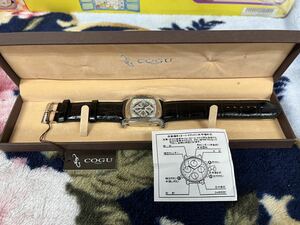 【送料込】新品未使用 COGU ITALY AUTOMATIC/コグ スケルトン 自動巻き メンズ腕時計 黒革ベルト スクエア形