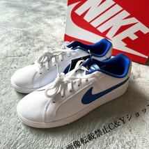 27.0cm 新品正規品 NIKE COURT ROYALE ナイキ コートロイヤル スニーカー シューズ 白 ホワイト 青 ブルー ロゴ メンズ 749747-141_画像2