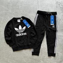 90サイズ 新品 adidas アディダス キッズ ベビー スウェット パンツ トレーナー 上下セット セットアップ 子供 こども 赤ちゃん 黒 ED7679_画像7