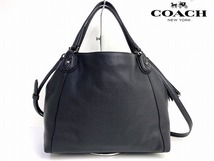 極美品★送料無料★ コーチ COACH レザー リベット イーディ 2Way ショルダーバッグ トートバッグ ハンドバッグ ブラック_画像2