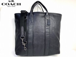 美品★送料無料★ コーチ メンズ COACH レザー 2Way ショルダーバッグ トートバッグ トラベラートート ブラック 大容量