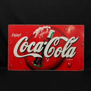 BLg166R 100 当時物 Coca-Cola コカ・コーラ ブリキ看板 POP 縦 約37cm 横 約62cm パネル 雑貨 金属 レトロ Enjoy! REGD