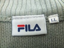 FILA フィラ メンズ ハーフジップ ロゴ刺繍 ダイヤ柄 アクリルニットセーター 大きいサイズ LL グレー赤紺_画像2