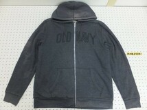 OLD NAVY オールドネイビー メンズ 裏ボア 袖ボアなし ロゴ刺繍 ジップパーカー 180/120A ダークグレー_画像1