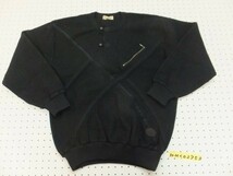 GRAN SIGNORE メンズ 日本製 レトロ 一部人工皮革 ポケット付き ハーフボタン ニットセーター L 黒 クリーニング済み_画像1