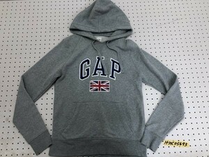 GAP ギャップ メンズ ロゴ ユニオンジャック ワッペン プルパーカー 小さいサイズ XS 杢グレー