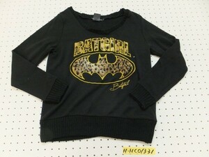 BATGIRL バットガール レディース ロゴもこもこ ヒョウ柄 切替 カットソー M 黒黄茶