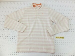 Arnold Palmer Arnold Palmer men's one Point embroidery border half Zip cut and sewn 3 cream × light orange 