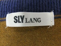 SLY スライ レディース LANG ポケット付き ボーダー 個性的 アクリル混 カーディガン FREE キャメル青紫黒_画像2