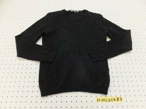 UNIQLO ユニクロ レディース Vネック カシミヤ ニットソー L 黒