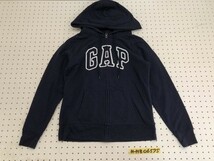 GAP ギャップ レディース ビッグロゴプリント ジップパーカー M 紺_画像1