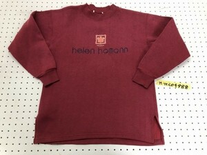 helen homonn レディース 刺繍 裏起毛 スリット プルオーバー パーカー くすみレッド