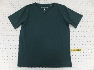 〈送料無料〉美品！ZERO STAIN メンズ スリットネック 半袖Tシャツ M 緑