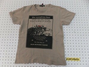 〈送料無料〉ON BOARD メンズ プリント タイト 半袖Tシャツ 小さめサイズ S 茶