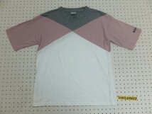 〈送料無料〉KITSON キットソン レディース 袖ロゴプリント カラー切替 半袖Tシャツ M(154-162) グレーピンク白_画像1