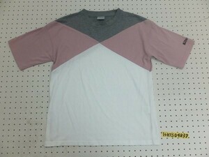 〈送料無料〉KITSON キットソン レディース 袖ロゴプリント カラー切替 半袖Tシャツ M(154-162) グレーピンク白