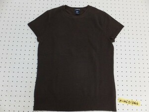 ( free shipping )GAP Gap lady's cotton acrylic fiber short sleeves knitted cut and sewn L dark brown 