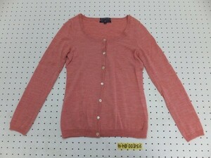 ( free shipping )GAP Gap lady's circle collar wide . wool knitted cardigan S sombreness red pink 