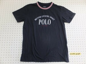 〈送料無料〉POLO BRITISH COUNTRY SPIRIT ポロ メンズ ロゴプリント リブネック 半袖Tシャツ M 紺