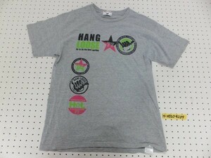 〈送料無料〉HANG LOOSE メンズ 両面プリント 半袖Tシャツ L 杢グレー