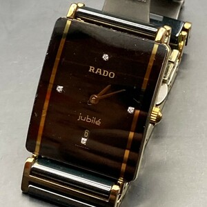 ◆稼働品◆良品◆ RADO ラドー 160.0381.3 インテグラルコンビ ジュビリー ダイアスター デイト 黒文字盤 クォーツ メンズ腕時計