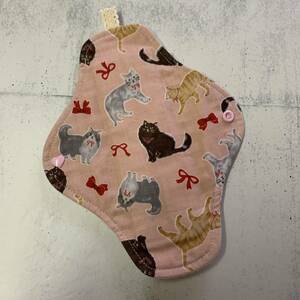 *M size * hand made fabric napkin holder 23cm cat pattern ( pra snap / less . white flannel *W gauze )