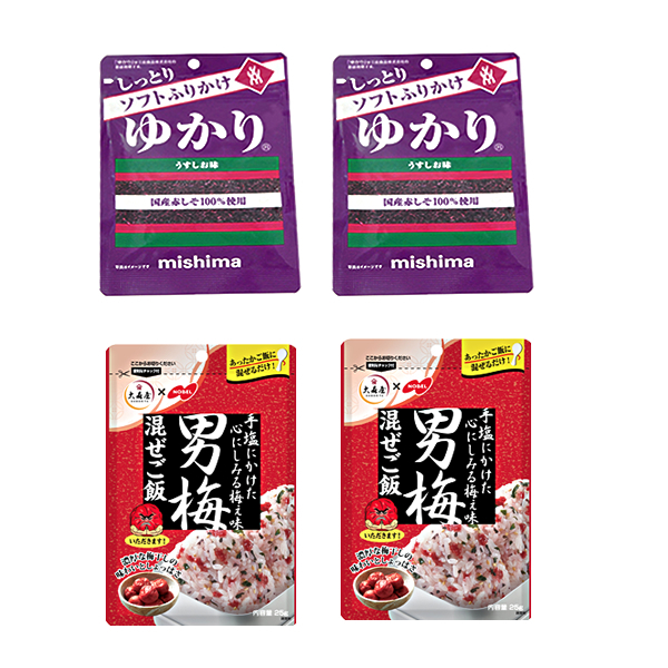 ■三島　ソフトふりかけ ゆかり　x2　・　大森屋　男梅　混ぜご飯 　x2■