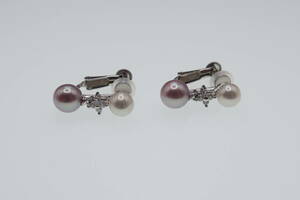 ^v Tasaki Shinju K14WG pearl diamond earrings ^V