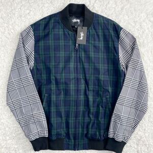 『新品タグ付き！』 STUSSYステューシー Mixed Plaid Bomber ボンバージャケット クレイジーパターン ブラックウォッチ× グレンチェック L