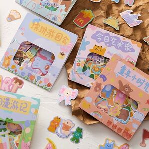 アニマル 動物 フレークシール 5個 セット コラージュ 園 乳児 幼児 幼稚園 絵本 【No.202】