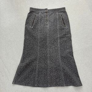 (I09874) イタリヤ/伊太利屋 　日本製　マーメイド風　総柄スカート　サイズ9　ブラウン