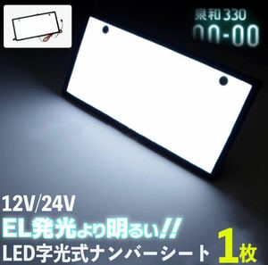 LED 字光式 ナンバー プレート フレーム 1枚 装飾フレーム 電光式 全面発光 12V 24V 兼用 極薄 パネル 車 トラック ダンプ リア 白