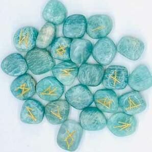 AzureGreen Amazonite rune set　アマゾナイト