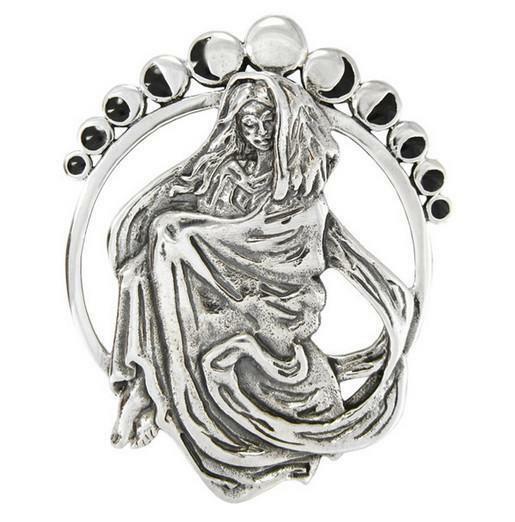 MM: Silver Moon Phase Goddess Pendant