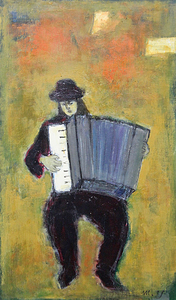 Art hand Auction ■④ Masato Yamawaki■【Accordion】Oil painting No. 8, autographed, guaranteed authentic, Painting, Oil painting, Portraits