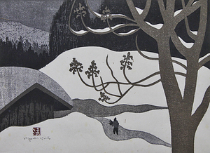 ■斎藤清 【WINTER IN AIZU 70（20）1970】 木版画 直筆サイン エディション有り