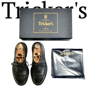 【美品】英国製超高級約12万 トリッカーズ Tricker's 革靴 別シューツリー付 バートン UK 5.5 ドレスシューズ BEAMF テーラードジャケット
