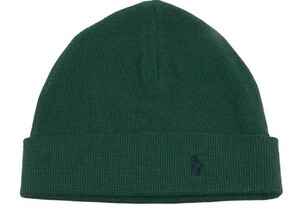 新品タグ付き 緑/紺 ポロ ラルフローレン ニットキャップ ワッフル地 POLO RALPH LAUREN thermal cuff hat ポニー刺繍 オールシーズン