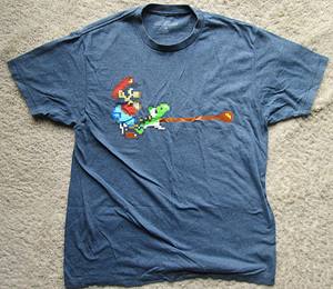 スーパーマリオ　Tシャツ　Mサイズ　ブルー系　青系　MARIO ヨッシー