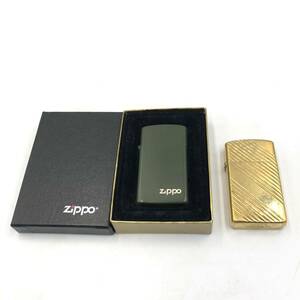 12.22TK-E1019★slim ZIPPO 2点★スリム ジッポ ジッポー オイルライター lighter 喫煙具 CF0/DA2